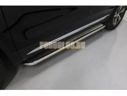 Пороги с площадкой (нерж. лист) 42,4 мм ТСС для Changan CS75 FL 2020-