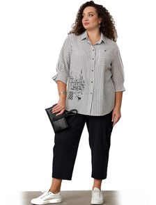 Стильная дизайнерская рубашка-туника  &quot;ПАРНАС&quot; арт. 224080 (цвет черный) размеры  50-66