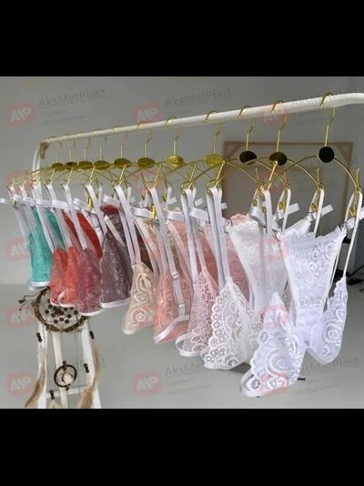 NYJ2806 Вешалка металлическая для нижнего белья, на проволоке прищепка с силиконом , цвет: золото