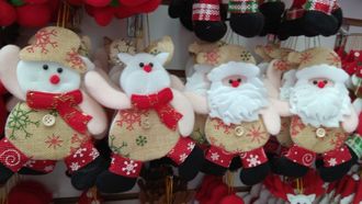 Украшения на ёлку Дед мороз и друзья светлые упаковка 12 штук