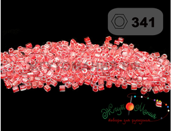 Toho Hexagon 11/0 341 Inside-Color Crystal/Tomato-Lined