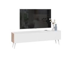 Гостиная Порто - Тумба для теле- и радиоаппаратуры с опорами «Порто» Яблоня Беллуно/Белый софт