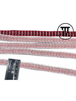 Тесьма жаккардовая, цв. Белый / красный / черный №2, шир. 1,5см