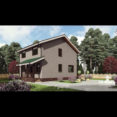 Двухэтажный каркасный дом с четырьмя спальнями 145м² (SK57)