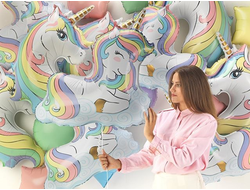 Фольгированный шар "Единорог (Макарунс) на облаках"