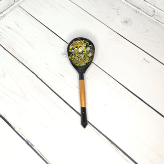 Деревянная столовая ложка Ландыш 190*60 мм черный фон