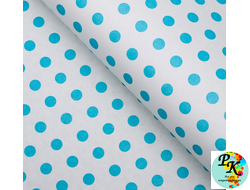 Бумага упаковочная, "Горох крупный", крафт белый, голубая, 50*70 см, 1 лист
