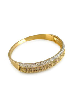 (АРТИКУЛ: 6763/35) БРАСЛЕТ ЖЕНСКИЙ, МЕТАЛЛ, ЦВЕТ "ЖЕЛТОЕ ЗОЛОТО/БЕЛОЕ ЗОЛОТО", МЕЛКИЕ СТРАЗЫ ASFOUR