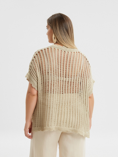 Топ летний вязанный бежевого цвета