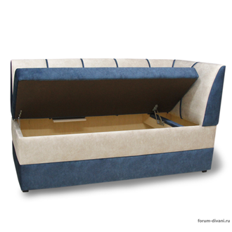 Кухонный ДИВАН "ФОРУМ-8" с боковой спинкой, Синий/Слоновая кость Правый