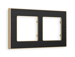 Рамка 2-ая Черное стекло шлифованное/Шампань, коллекция ARCTIC - Ambrella Volt - ALFA