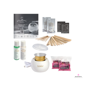 ITALWAX / Glowax Kit Профессиональный набор для депиляции бровей и лица со сверкающим пленочным воском