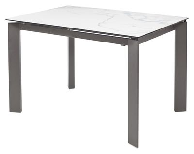 Стол CREMONA 160 HIGH GLOSS STATUARIO Белый мрамор глянцевый, керамика/ черный каркас М-City