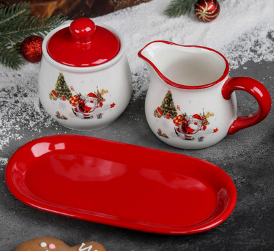 Набор новогодний «Навстречу Новому году», 2 предмета: молочник 270 мл, сахарница 310 мл