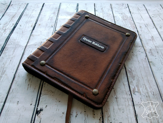 Винтажный именной блокнот из натуральной кожи