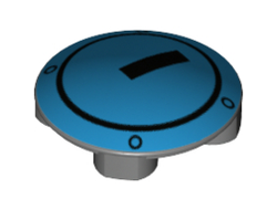 Plate, Round 2 x 2 with Rounded Bottom and Black Circle and Rectangle on Dark Azure Background Pattern, Dark Bluish Gray (2654pb007 / 6153491)