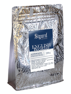Чай SIGURD ENGLISH BREAKFAST черный Английский завтрак 200гр (КвадроПак)