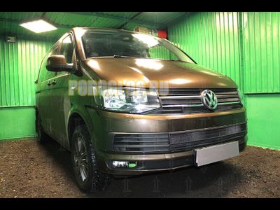 Защита радиатора Volkswagen T6 (Multivan,Caravelle) 2015- (2 части) black низ