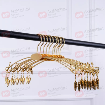 NYJ2806 Вешалка металлическая для нижнего белья, на проволоке прищепка с силиконом , цвет: золото