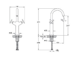 Высокий смеситель для раковин/чаш двухвентильный VitrA Origin Classic, хром, A42886