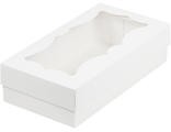 Коробка для пирожных с фигурным окном (белая) , 210*100*55мм