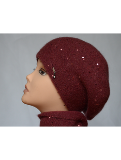 Бордовый берет женский Vizio Визио Италия 6457 фото