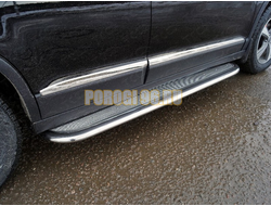 Пороги с площадкой (нерж. лист) 75х42 мм ТСС для Haval M6 2023-
