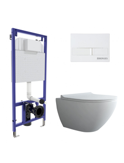 Комплект BERGES: инсталляция NOVUM, кнопка L1 белая, унитаз PUMA Rimless 51 см, сиденье дюропласт Toma Slim SO, микролифт, быстросъем