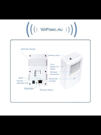 Охранная IP WiFi-LAN видеокамера с ночным видением и аудиоканалом (корпус ИК датчика), встроенный DVR. HD (Pro Ezcam)