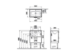 Комплект мебели VITRA MIA, 60 см, с ящиками, белый глянец, 66106