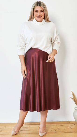 Стильная юбка арт. 1188 (цвет бордо) Размеры 52-64