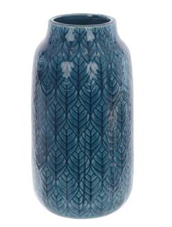 Ваза синяя с рельефным узором L13 W13 H26 см