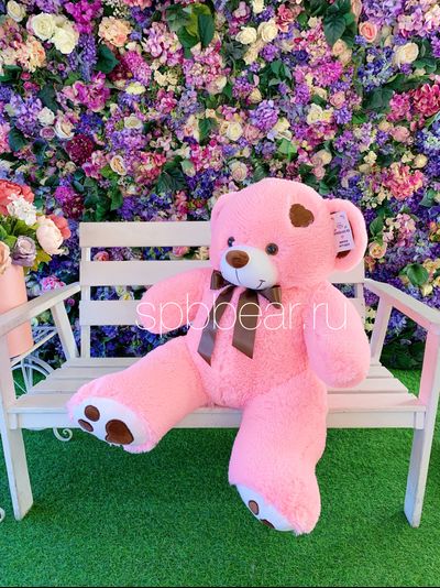 Плюшевый медведь 110 см розовый Тони