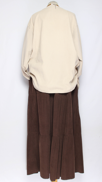 Рубашка вельветовая "СТОЙКА ПУГОВИЦЫ" св.бежевая р.46-52