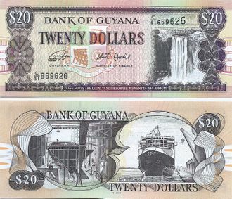Гайана 20 долларов 2018 г.