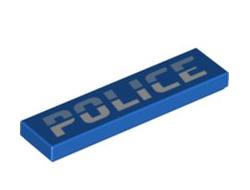 Tile 1 x 4 with Bright Light Blue and White POLICE Pattern, Blue (2431pb665 / 6328340)