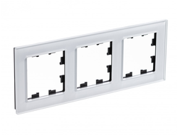 Рамка 3 поста стекло белый, серия AtlasDesign