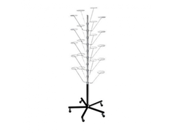 ST021 Стойка вешало напольное для головных уборов на колесах, цвет: хром-черный