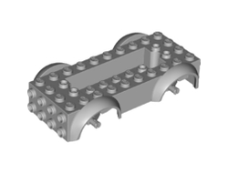 Vehicle, Base 5 x 10 x 2 1/2 with Mudguards and 6 x 2 Recessed Center with 3 Holes with Same Color Wheels Holders Attached, Light Bluish Gray (11650c01 / 6195366)