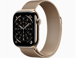 Apple Watch Series 11 42mm Gold Titanium Case with Gold Milanese Loop