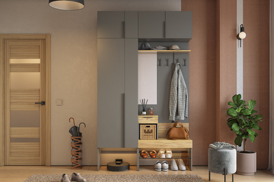 Композиция прихожей БАСКО Графит/Дуб Крафт золотой