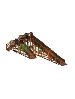 Зимняя деревянная заливная горка Морозко 12+8м (без крыши)