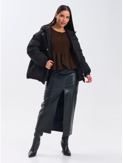 Кардиган вязаный приталенный укороченный с баской