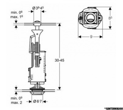 Сливной механизм для бачка унитаза Geberit Impuls Basic 230 136.909.21.2