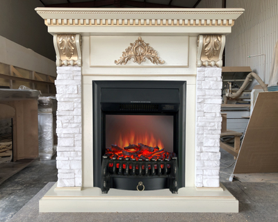 Угловой электрический камин Бронкс WT с очагом Fobos