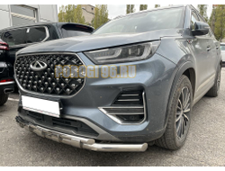 Защита переднего бампера двойная с перемычками d60/42 для Chery Tiggo 8 pro 2021-