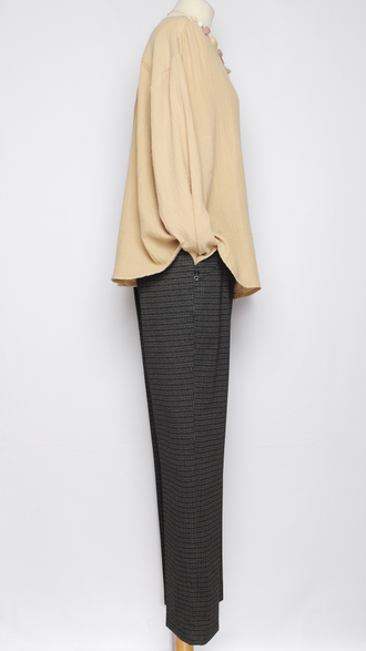 Брюки "Прямые" трикотажные серые клетка р.48-58