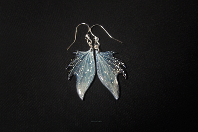 "Сказочная дымка", лёгкие серьги с крылышками феи и хрусталиками