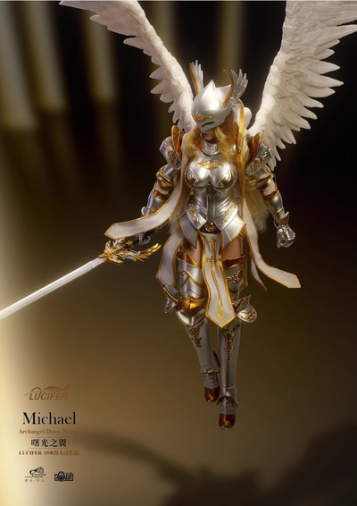Архангел Михаэль в серебряном - Коллекционная фигурка 1/12 SCALE Dawn Wings Silver Armor Archangel (LXF2311B) - Lucifer