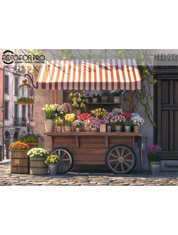 Фотофон виниловый «Тележка с цветами»